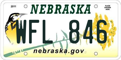 NE license plate WFL846