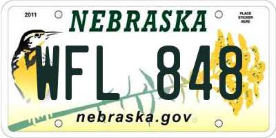 NE license plate WFL848