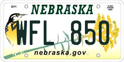 NE license plate WFL850