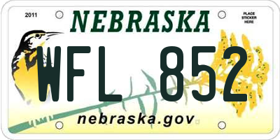 NE license plate WFL852