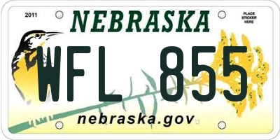 NE license plate WFL855