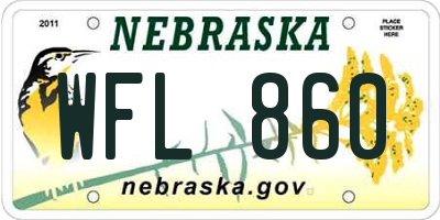 NE license plate WFL860