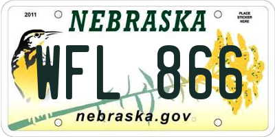 NE license plate WFL866