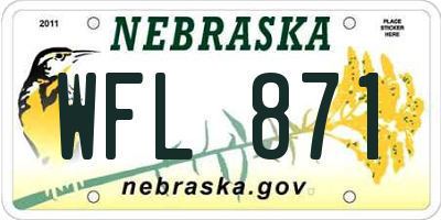 NE license plate WFL871