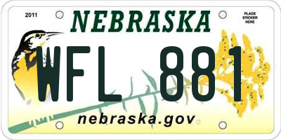 NE license plate WFL881