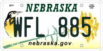 NE license plate WFL885