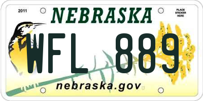 NE license plate WFL889