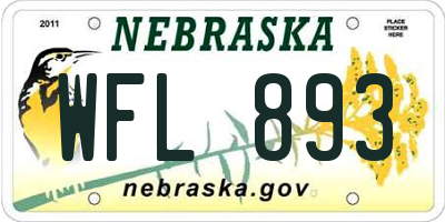 NE license plate WFL893