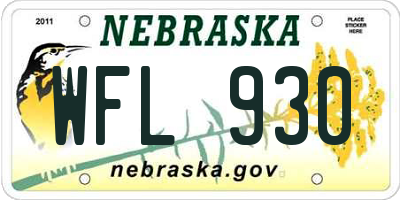 NE license plate WFL930