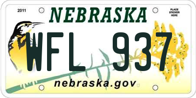 NE license plate WFL937