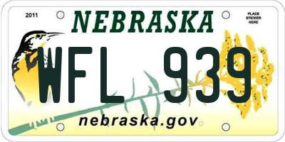 NE license plate WFL939