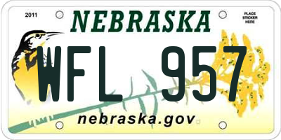 NE license plate WFL957