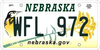 NE license plate WFL972