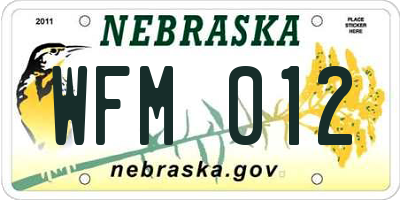 NE license plate WFM012