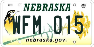 NE license plate WFM015