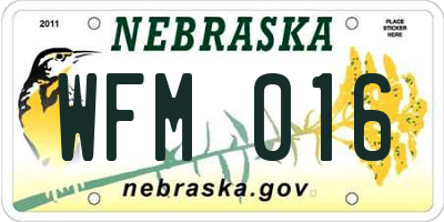 NE license plate WFM016