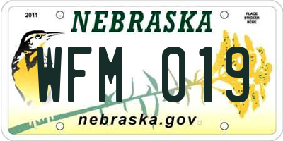 NE license plate WFM019