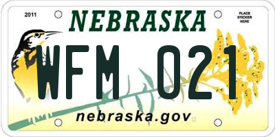 NE license plate WFM021