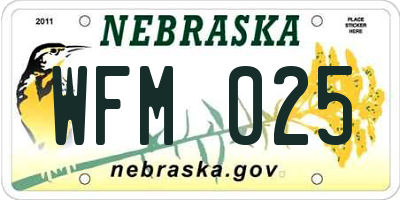 NE license plate WFM025
