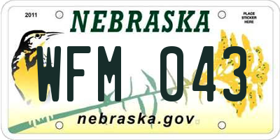 NE license plate WFM043