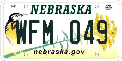 NE license plate WFM049