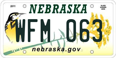 NE license plate WFM063