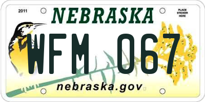 NE license plate WFM067
