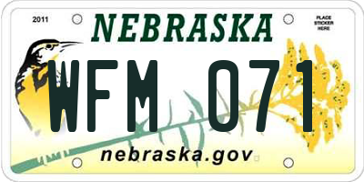 NE license plate WFM071
