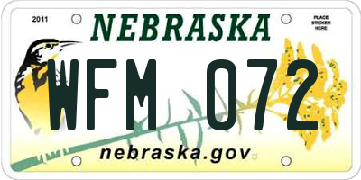NE license plate WFM072