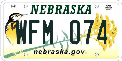 NE license plate WFM074