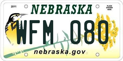 NE license plate WFM080