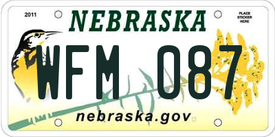 NE license plate WFM087