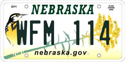 NE license plate WFM114
