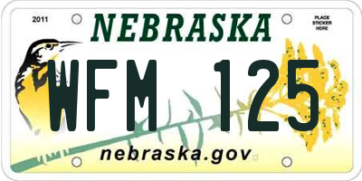 NE license plate WFM125