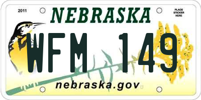 NE license plate WFM149