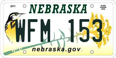NE license plate WFM153