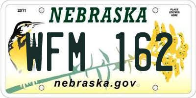 NE license plate WFM162