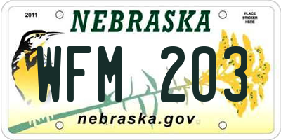 NE license plate WFM203