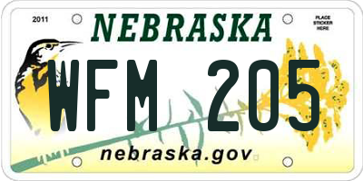 NE license plate WFM205