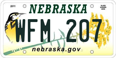 NE license plate WFM207