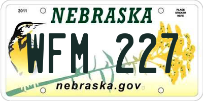NE license plate WFM227