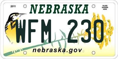 NE license plate WFM230