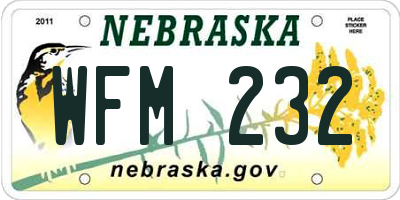 NE license plate WFM232