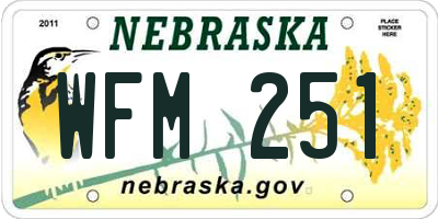 NE license plate WFM251