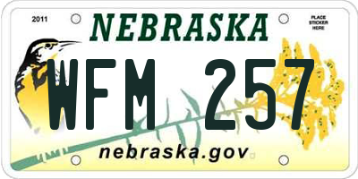 NE license plate WFM257