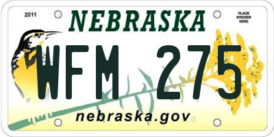 NE license plate WFM275