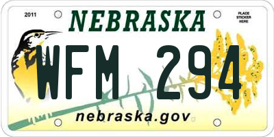 NE license plate WFM294