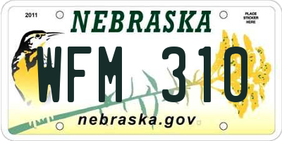 NE license plate WFM310