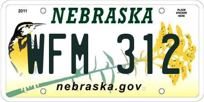 NE license plate WFM312