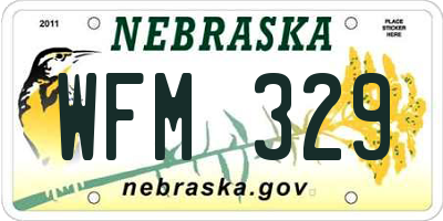 NE license plate WFM329
